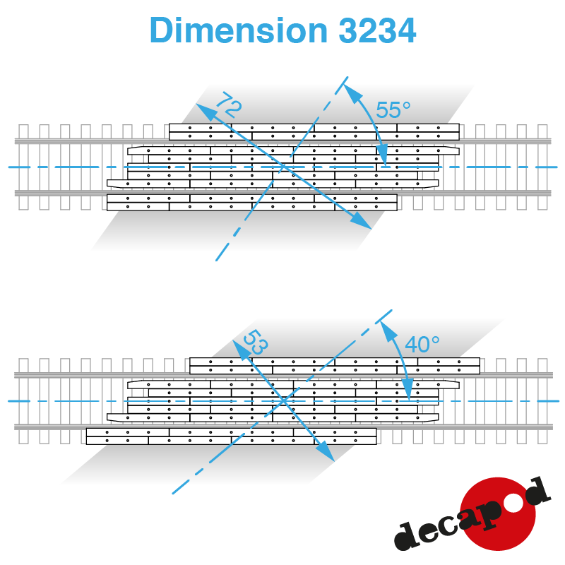 Rechtwinkliger 7,80m Bahnübergangsböden H0 Decapod 3234 - Maketis