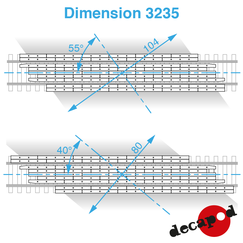 11m40 left angled railway crossing flooring H0 Decapod 3235 - Maketis