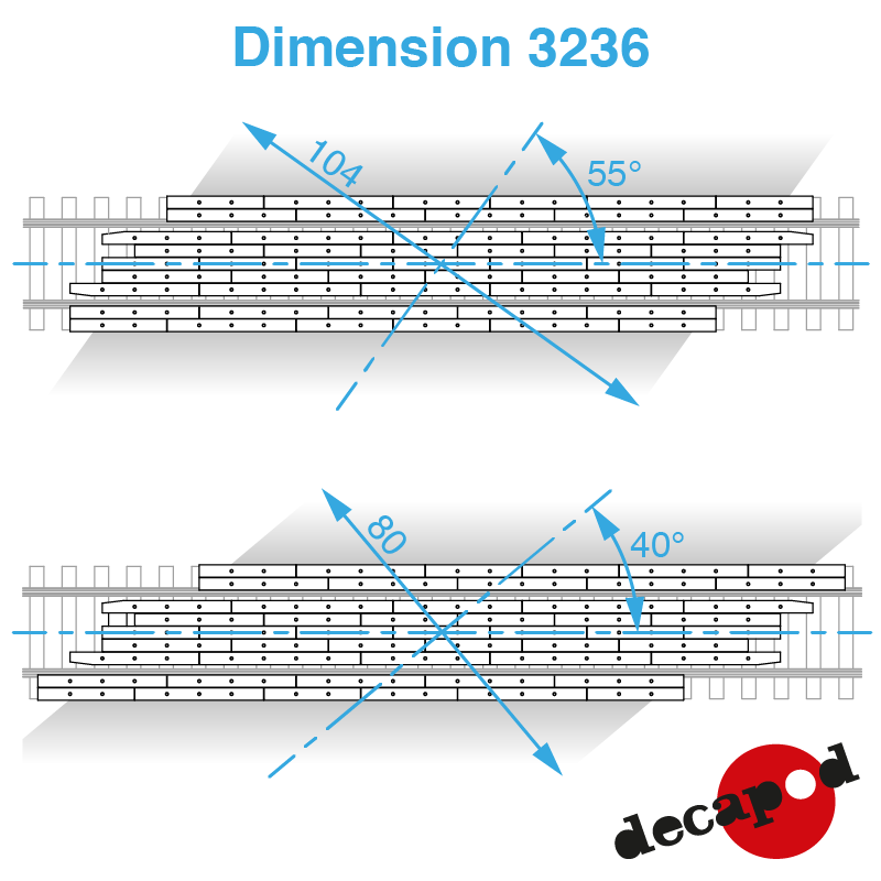 Rechtwinkliger 11,40m Bahnübergangsböden H0 Decapod 3236 - Maketis