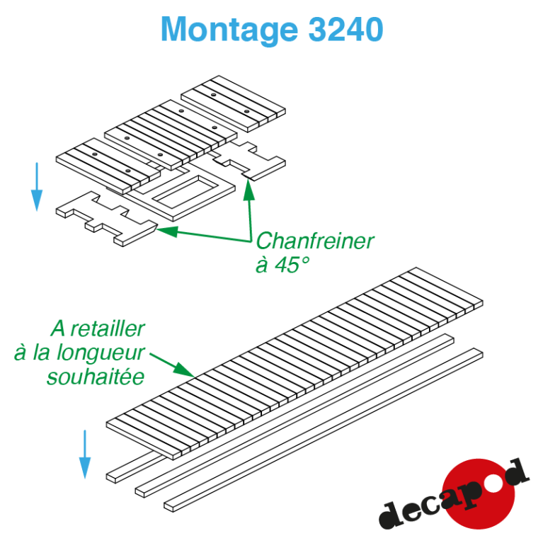 Pedestrian crossing 1m20 for single lane (3 pcs) H0 Decapod 3240 - Maketis