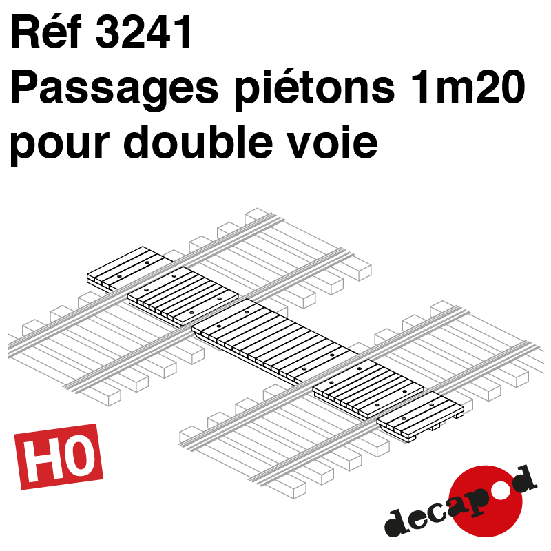 Passage piéton 1m20 pour double voie (3 pcs) HO Decapod 3241 - Maketis