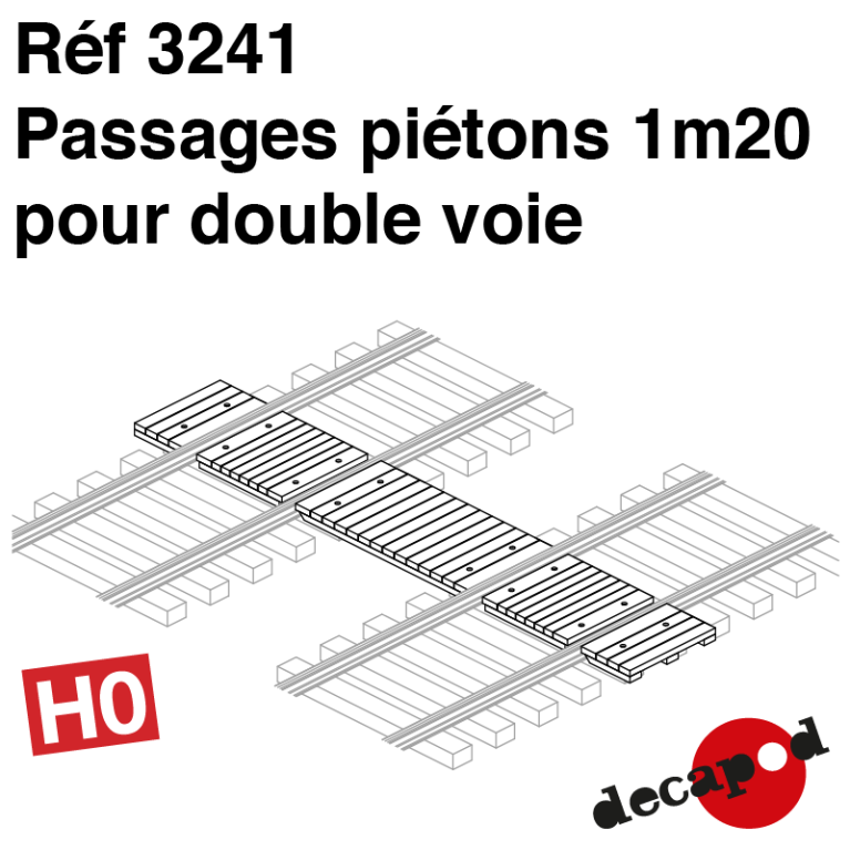 Fußgängerüberweg 1m20 für Doppelspur (3 St) H0 Decapod 3241 - Maketis