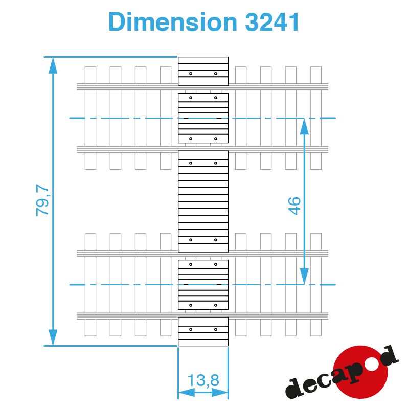 Passage piéton 1m20 pour double voie (3 pcs) HO Decapod 3241 - Maketis