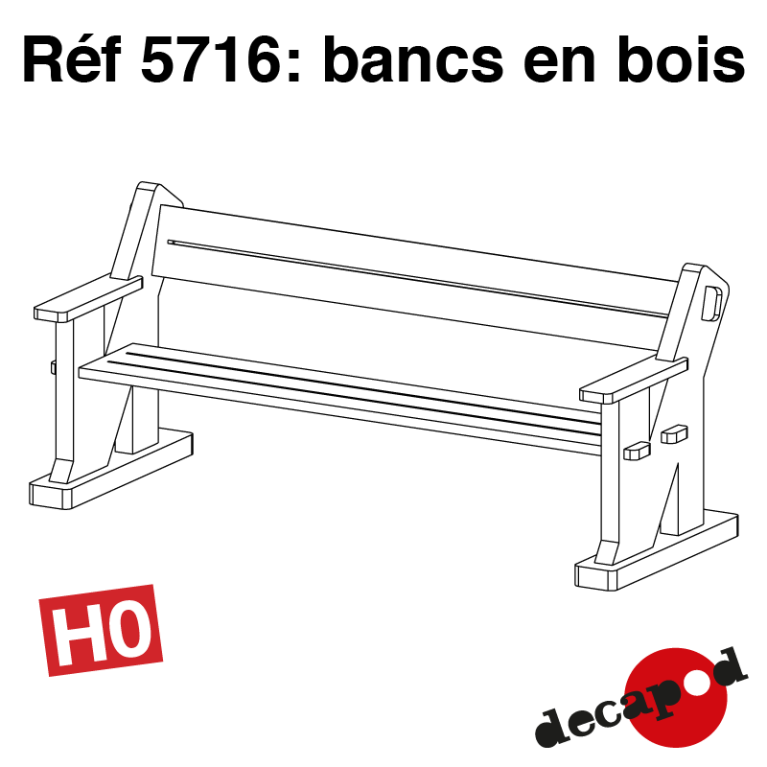 Bancs en bois (6 pcs) HO Decapod 5716 - Maketis