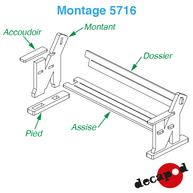 Wooden benches (6 pcs) H0 Decapod 5716 - Maketis Wooden benches (6 pcs) H0 Decapod 5716 - Maketis