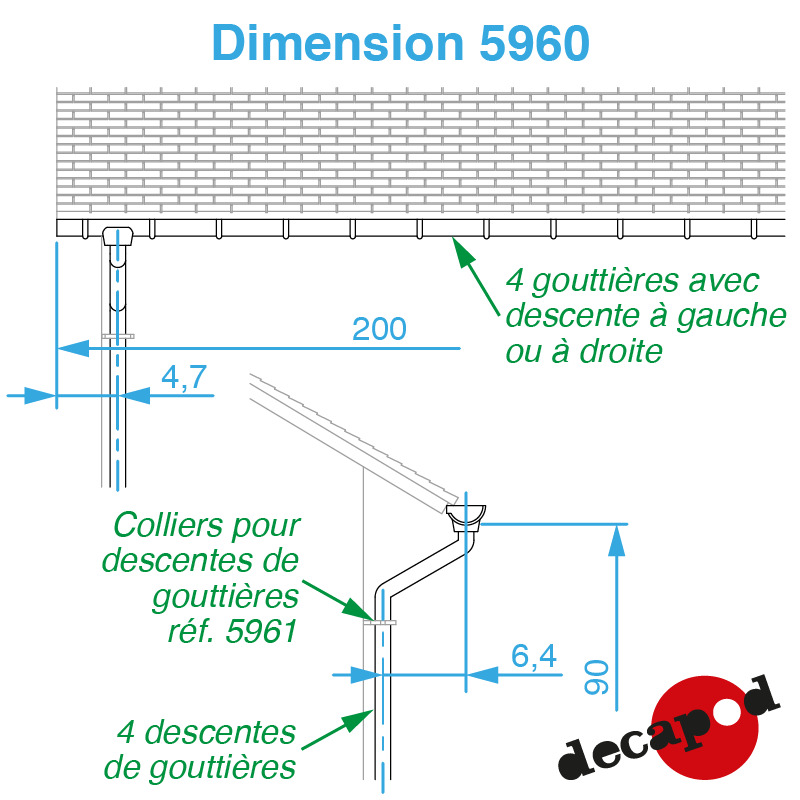 Gouttières et descentes pluviales HO Decapod 5960 - Maketis