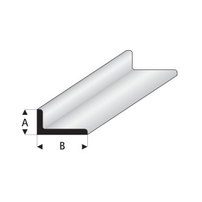 Profilés blanc super styrène en angle A égal 0,5  B 330 mm Maquett