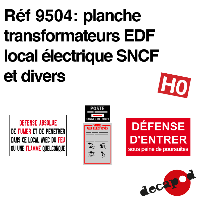Planche Transformateurs EDF local électrique SNCF et divers HO Decapod 9504 - Maketis