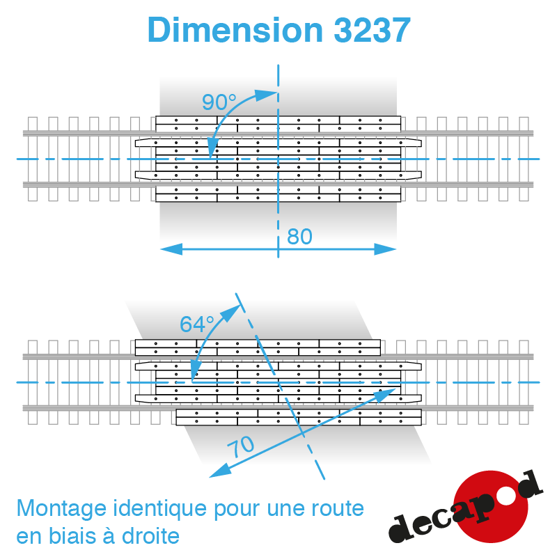 Gerade 7m20 Bahnübergangsböden H0 Decapod 3237 - Maketis