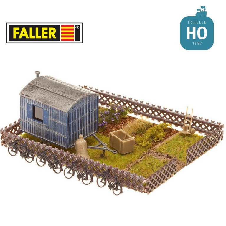Jardin ouvrier + mobile-home HO Faller 180490 - Maketis