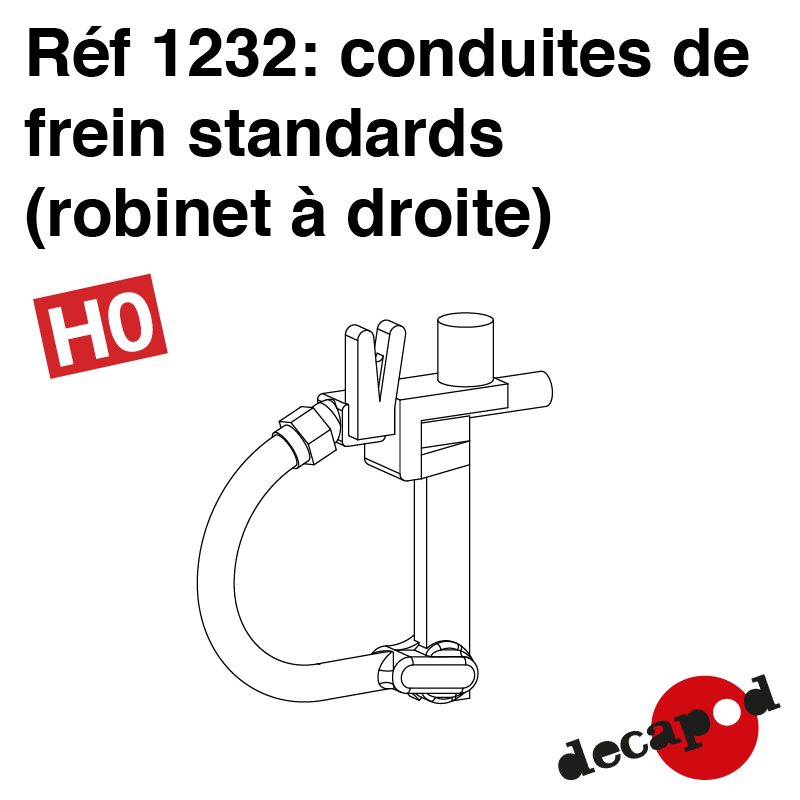 Conduite de frein standard (rbt à droite) HO Decapod 1232 - Maketis