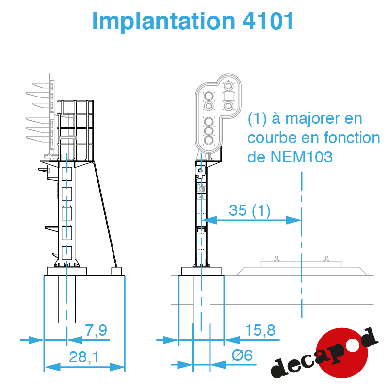 Normal straight heavy mast H0 Decapod 4101 - Maketis