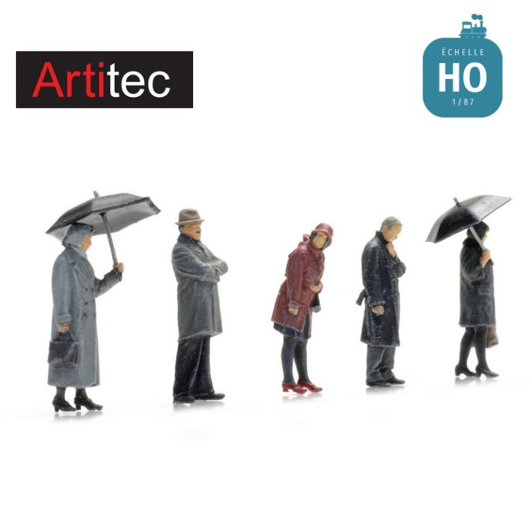 Passagers sous la pluie (5 pcs) HO Artitec 5870003 - Maketis Passagers sous la pluie (5 pcs) HO Artitec 5870003 - Maketis
