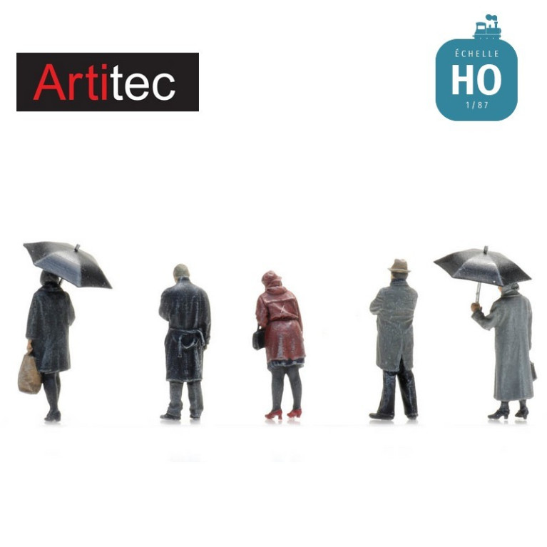 Passagers sous la pluie (5 pcs) HO Artitec 5870003 - Maketis Passagers sous la pluie (5 pcs) HO Artitec 5870003 - Maketis