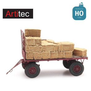 Remorque agricole avec plateau et chargement de paille HO Artitec 387348