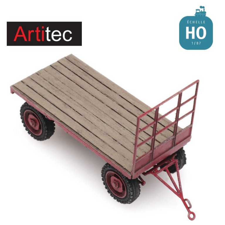 Remorque de tracteur avec plateau HO Artitec 387.426 - Maketis