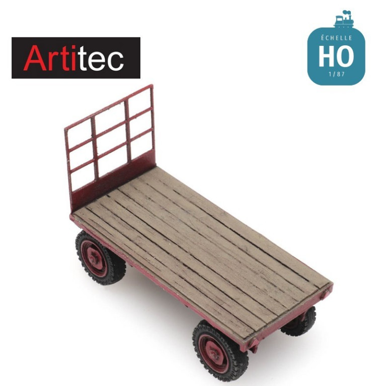 Remorque de tracteur avec plateau HO Artitec 387.426 - Maketis