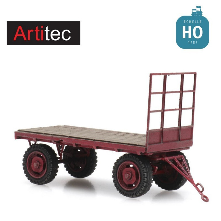 Remorque de tracteur avec plateau HO Artitec 387.426 - Maketis