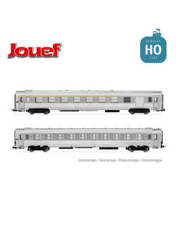 Coffret 2 Voitures DEV Inox (A7D et B10) SNCF Gris EP III HO Jouef HJ4145 - Maketis
