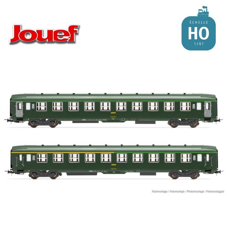 Coffret 2 Voitures DEV AO (A4c4B5C5, B10c10) SNCF Vert EP IV HO Jouef HJ4147 - Maketis