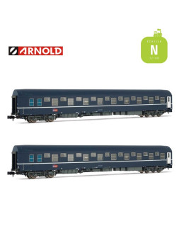 Coffret 2 Wagons-lits T2 SNCF Bleu logo "dégradé" EP V-VI N Arnold HN4343 - Maketis