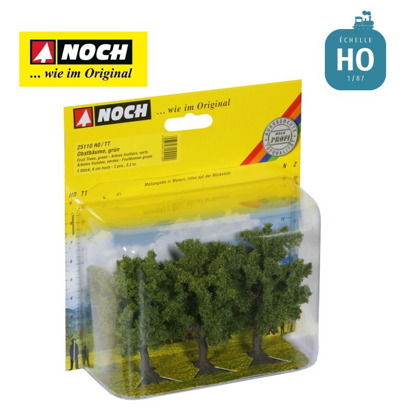 Arbres fruitiers verts 8cm (3 pcs) HO Noch 25110 - Maketis