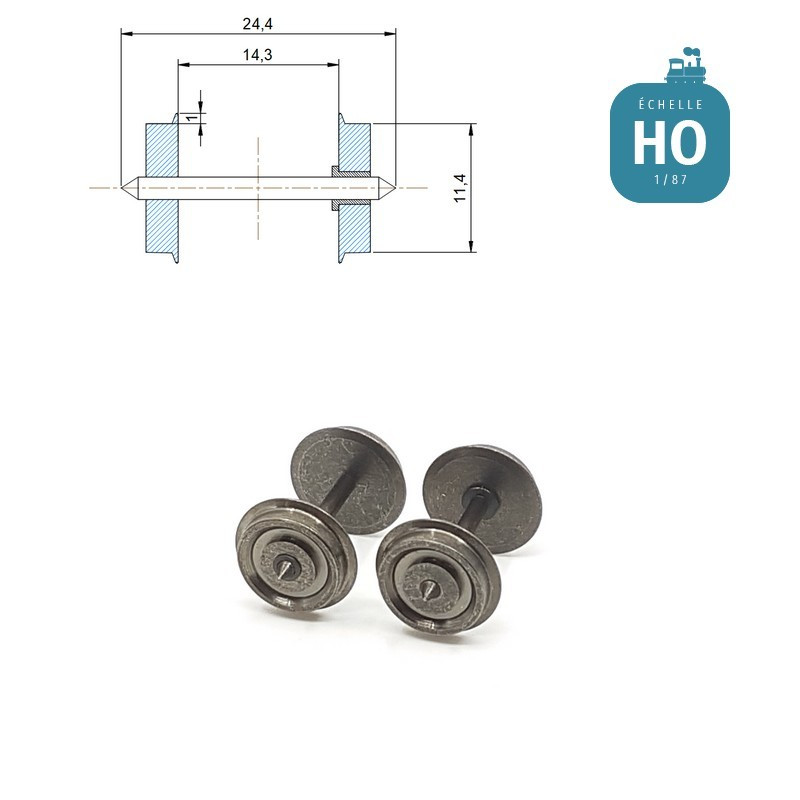 Essieux NEM (2 pcs) pour wagon Lima diamètre 11,4 mm HO MAK6109 - Maketis