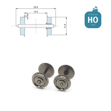 Essieux NEM (2 pcs) pour wagon Jouef diamètre 11,4 mm HO MAK6114 - Maketis Essieux NEM (2 pcs) pour wagon Jouef diamètre 11,4 mm HO MAK6114 - Maketis