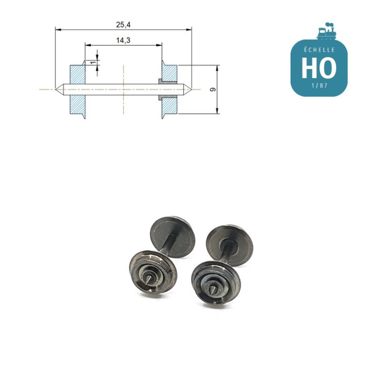 Essieux NEM (2 pcs) pour wagon Jouef diamètre 9,0 mm HO MAK6137 - Maketis Essieux NEM (2 pcs) pour wagon Jouef diamètre 9,0 mm HO MAK6137 - Maketis