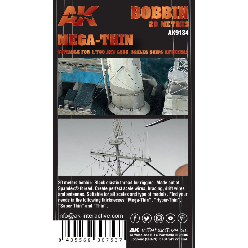 Bobine de gréement élastique méga-fine AK Interactive 1/700 AK9134 - Maketis
