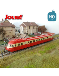 Autorail Diesel ABJ 4 SNCF Rouge/Beige toit rouge EP IV Analogique HO Jouef HJ2411 - Maketis