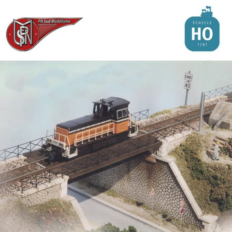 Einspurige gerade Widerlager-Stahlfachwerkbrücke H0 PN Sud Modélisme 8702 - Maketis