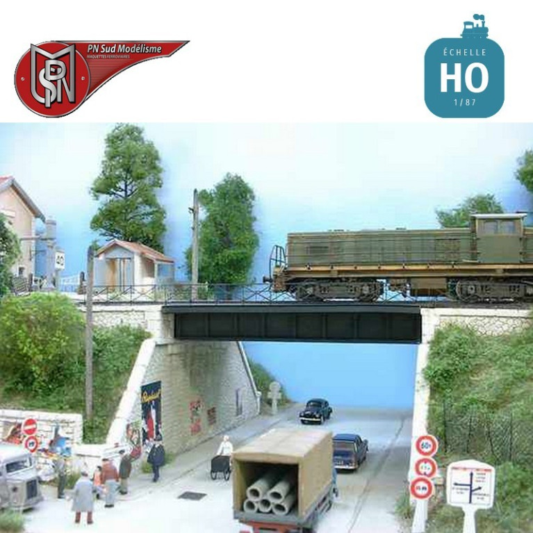 Steel bridge with right abutment, double track H0 PN Sud Modelisme 8703 - Maketis