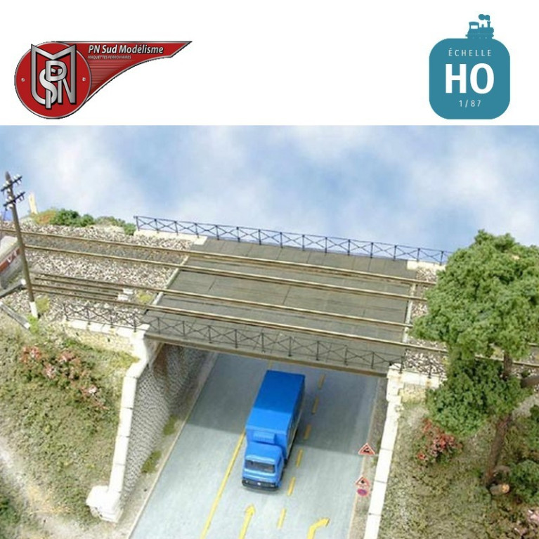 Zweigleisige Stahldeckbrücke mit rechtem Widerlager H0 PN Sud Modélisme 8703 - Maketis