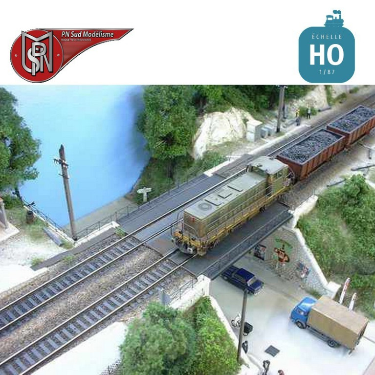 Zweigleisige Stahldeckbrücke mit rechtem Widerlager H0 PN Sud Modélisme 8703 - Maketis