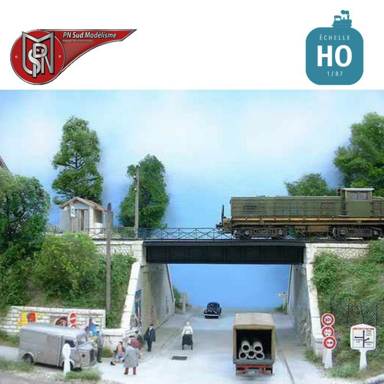 Zweigleisige Stahldeckbrücke mit rechtem Widerlager H0 PN Sud Modélisme 8703 - Maketis