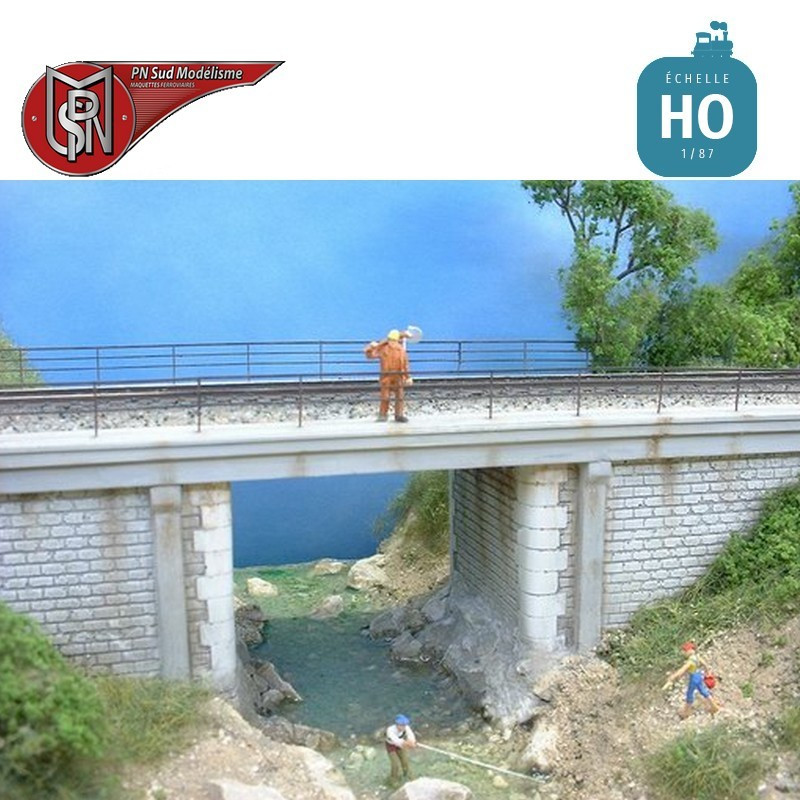 Single track concrete deck bridge H0 PN Sud Modelisme 8706 - Maketis