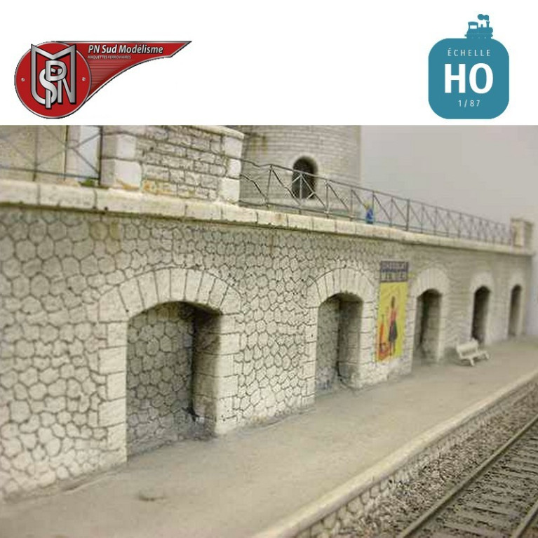 Retaining wall with three niches PN Sud Modelisme 8722 - Maketis