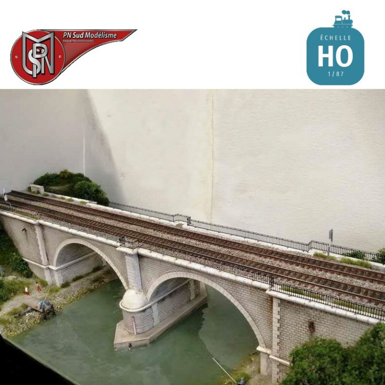 Bridge with two arches for double tracks H0 PN Sud Modélisme 8757 - Maketis