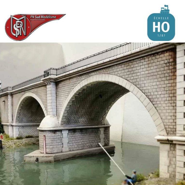 Bridge with two arches for double tracks H0 PN Sud Modélisme 8757 - Maketis