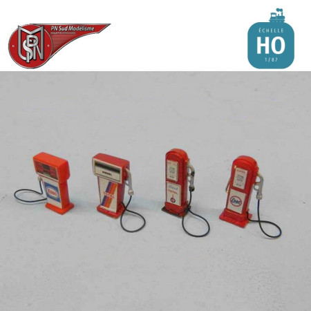 4 vintage petrol pumps (4 pcs) H0 PN Sud Modelisme 87122 - Maketis