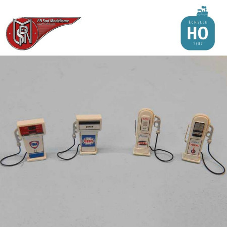 4 vintage petrol pumps (4 pcs) H0 PN Sud Modelisme 87122 - Maketis