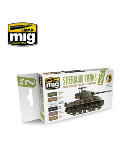 Set peintures acryliques pour char Sherman 2de guerre mondiale Mig AMIG7170 - Maketis