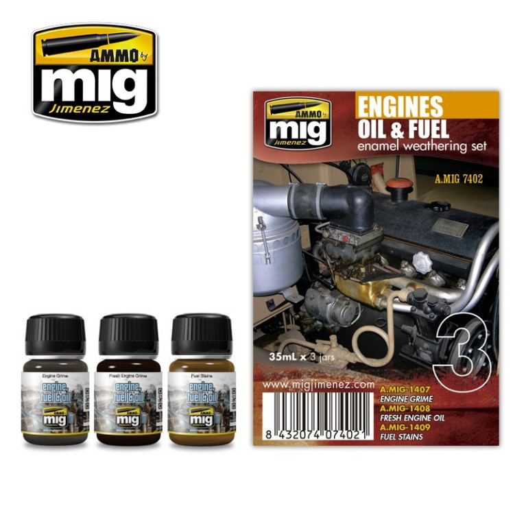 Set couleur huile et carburant de moteurs Mig AMIG7402 - Maketis Set couleur huile et carburant de moteurs Mig AMIG7402 - Maketis