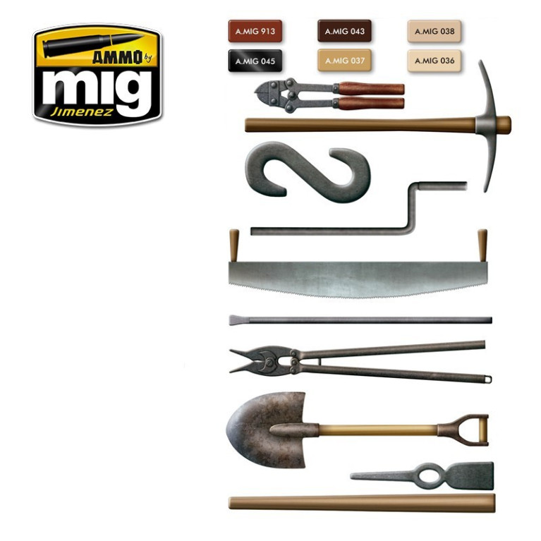 Set peintures acryliques pour Outillage Mig AMIG7112 - Maketis Set peintures acryliques pour Outillage Mig AMIG7112 - Maketis