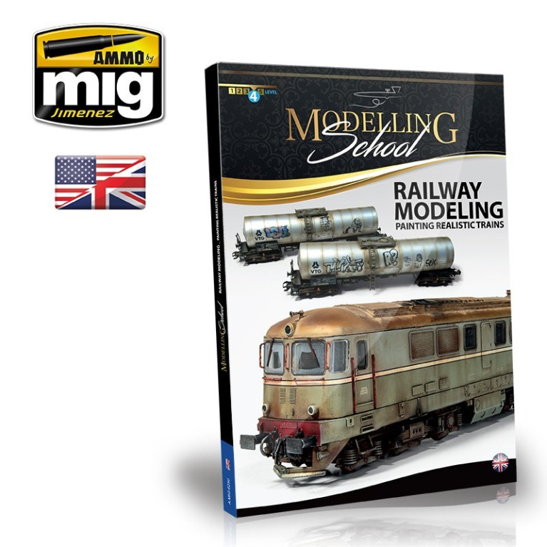Livre Modelling School en Anglais : peindre des trains réalistes Mig AMIG6250 - Maketis