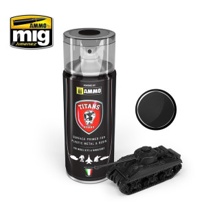 Apprêt en aérosol Titans Hobby Noir mat 400ml Mig AMIGTTH100 - Maketis