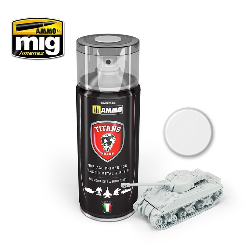 Apprêt en aérosol Titans Hobby Blanc mat 400ml Mig AMIGTTH101 - Maketis