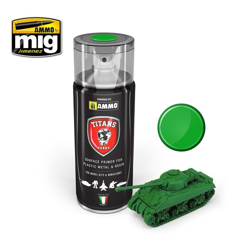 Apprêt en aérosol Titans Hobby Vert émeraude mat 400ml Mig AMIGTTH106 - Maketis