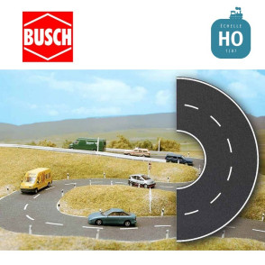 Route asphalte en virage 66 mm HO Busch 1103